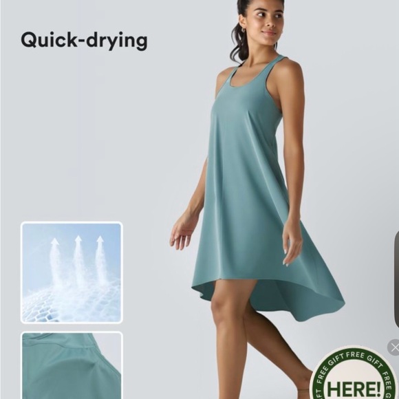 Halara Breezeful Backless Racerback Side Pocket High Low Flowy Midi Quick Dry - Picture 5 of 12